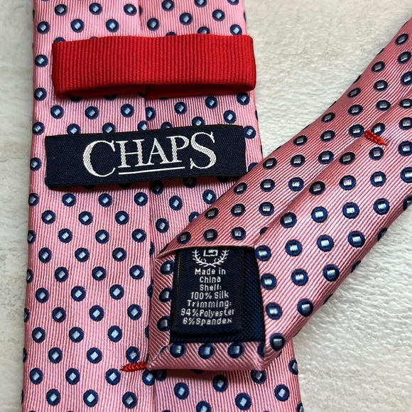 CHAPS Navy/Pink Neck Tie Classic or Casual 3”, 58”. - Picture 7 of 7